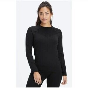 Fabletics Sync long-sleeve black perforated stretchy seamless top Size Medium M